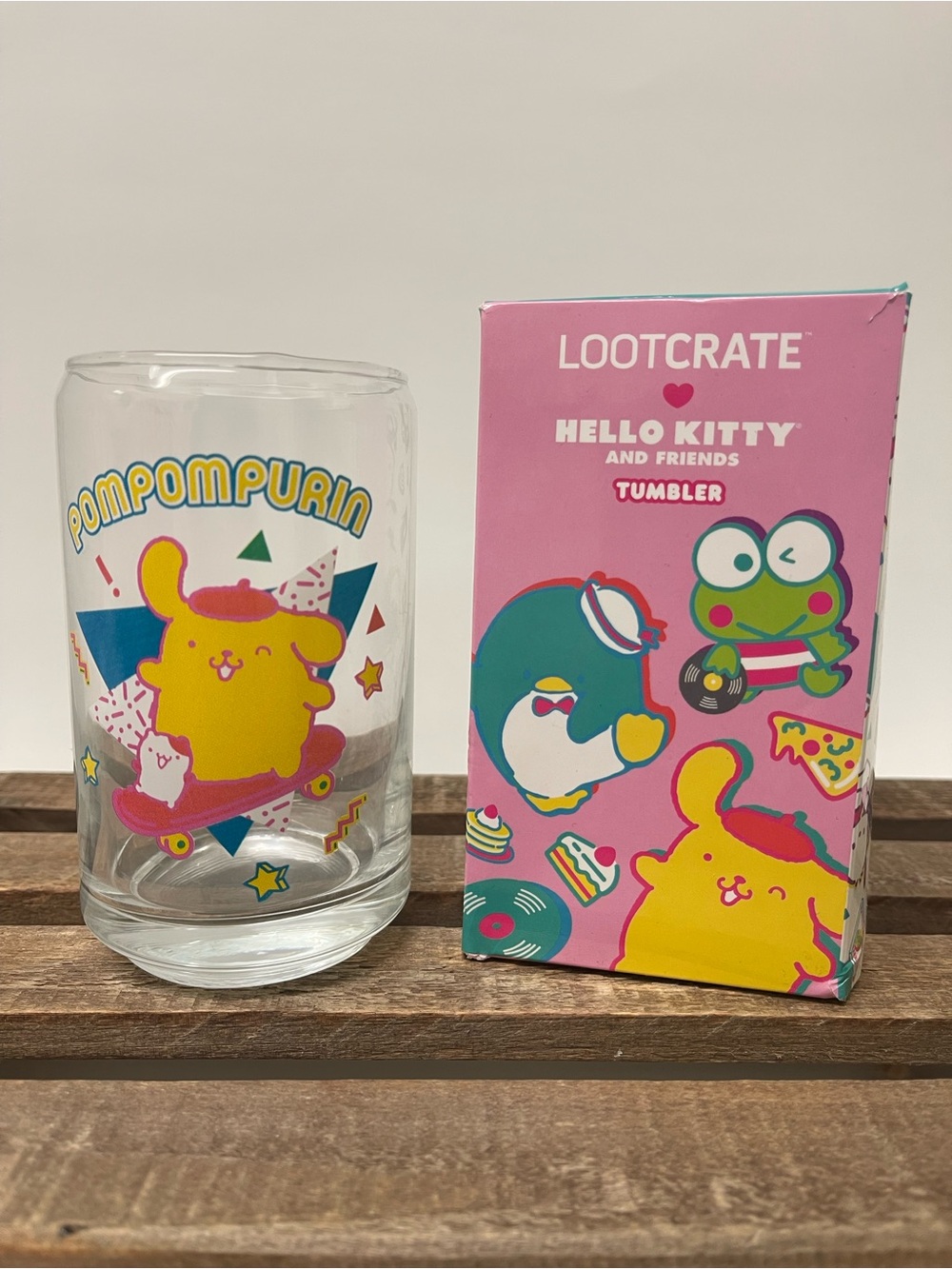 Lootcrate x Hello Kitty Pompompurin Tumbler - Yellow Pink Green